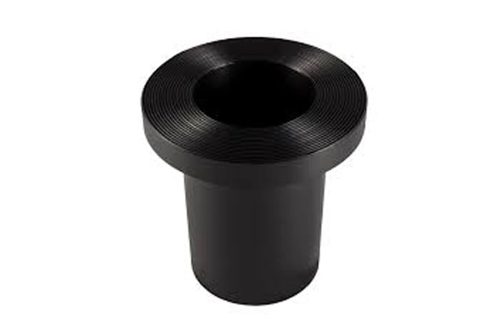 black color hdpe pipe end long neck isolated on white background